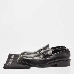 Gucci Black Leather Horsebit Slip On Loafers Size 44.5