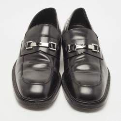 Gucci Black Leather Horsebit Slip On Loafers Size 44.5