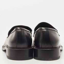 Gucci Black Leather Horsebit Slip On Loafers Size 44.5