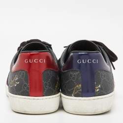 Gucci Black GG Supreme Canvas Web Ace Tiger Low Top Sneakers Size 43