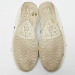 Pre Owned Gucci White Leather Embroidered Bee Ace Sneakers Size 42.5