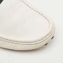 Gucci White Leather Web Horsebit Loafers Size 41