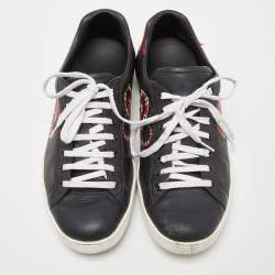 Gucci Black Leather Snake Print Ace Sneakers Size 44