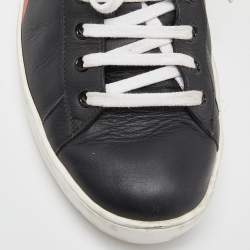 Gucci Black Leather Snake Print Ace Sneakers Size 44