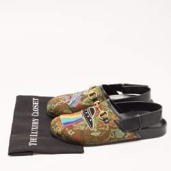 Gucci Multicolor Fabric and Leather Horsebit River Slingback Sandals Size 43