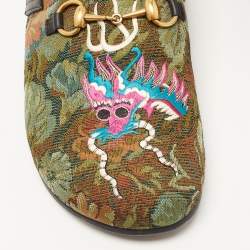 Gucci Multicolor Fabric and Leather Horsebit River Slingback Sandals Size 43