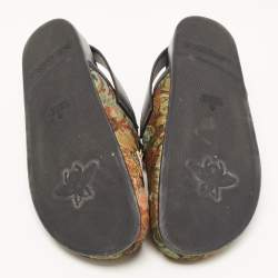 Gucci Multicolor Fabric and Leather Horsebit River Slingback Sandals Size 43