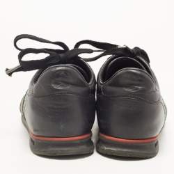 مملوكة مسبقًا Gucci Black Microguccissima Leather Web Low Top Sneakers Size 40.5