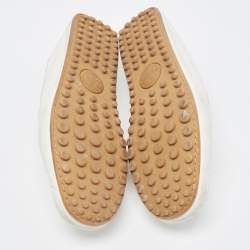 Gucci White Leather Horsebit Web Loafers Size 42