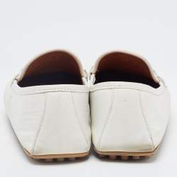 Gucci White Leather Horsebit Web Loafers Size 42