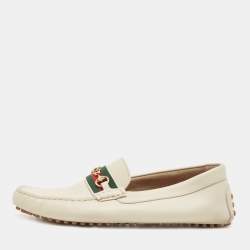 Gucci Cream Leather Horsebit Loafers Size 43.5