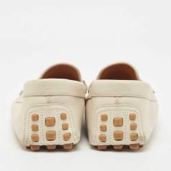 Gucci Cream Leather Horsebit Loafers Size 43.5