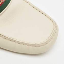 Gucci Cream Leather Horsebit Loafers Size 43.5