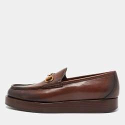 Gucci Brown Leather 1953 Horsebit Loafers Size 45
