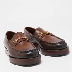 Gucci Brown Leather 1953 Horsebit Loafers Size 45
