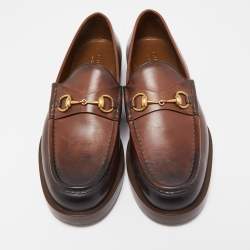 Gucci Brown Leather 1953 Horsebit Loafers Size 45