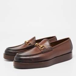 Gucci Brown Leather 1953 Horsebit Loafers Size 45