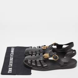 Gucci Black Rubber Tiger Head Caged Sandals Size 43