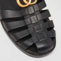 Gucci Black Rubber Tiger Head Caged Sandals Size 43