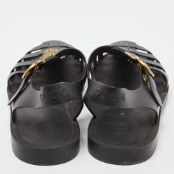 Gucci Black Rubber Tiger Head Caged Sandals Size 43