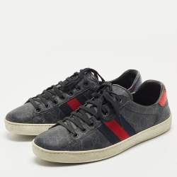 Gucci Black GG Supreme Canvas Ace Low Top Sneakers Size 42
