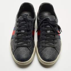 Gucci Black GG Supreme Canvas Ace Low Top Sneakers Size 42