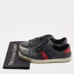 Gucci Black GG Supreme Canvas Ace Low Top Sneakers Size 42