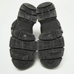 Gucci Black Leather and Suede Flashtrek Ankle Boots Size 45.5