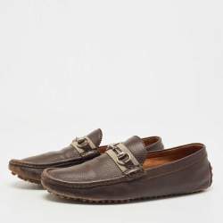 Gucci Brown Leather Horsebit Loafers Size 43