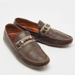 Gucci Brown Leather Horsebit Loafers Size 43