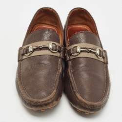 Gucci Brown Leather Horsebit Loafers Size 43