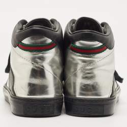 Pre Owned Gucci Black/Silver Leather Ayoyo High Top Sneakers Size 43.5