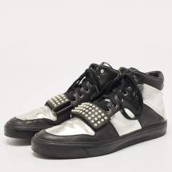 Pre Owned Gucci Black/Silver Leather Ayoyo High Top Sneakers Size 43.5