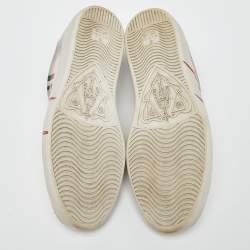 Pre Owned Gucci Off White Leather Ace Low Top Sneakers Size 42