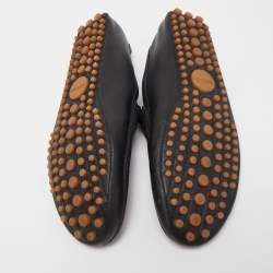 Gucci Black Leather Web Slip On Loafers Size 45