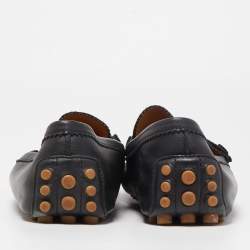Gucci Black Leather Web Slip On Loafers Size 45