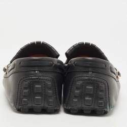 مملوكة مسبقًا Gucci Black Leather Fringe Tassel Detail Slip On Loafers Size 42.5