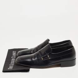 Gucci Black Leather Slip On Loafers Size 45