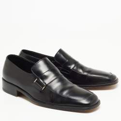 Gucci Black Leather Slip On Loafers Size 45