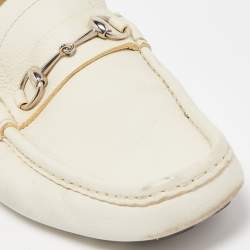 Gucci Cream Leather Horsebit Loafers Size 45