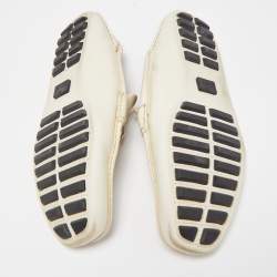 Gucci Cream Leather Horsebit Loafers Size 45