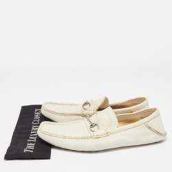 Gucci Cream Leather Horsebit Loafers Size 45