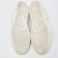 Pre Owned Gucci White Leather Embroidered Bee Web Ace Low-Top Sneakers Size 42