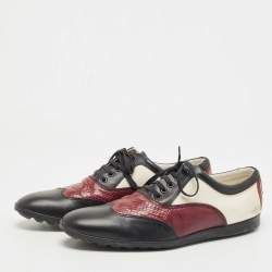 Gucci Multicolor Snakeskin and Canvas Oxford Sneakers Size 45