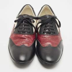 Gucci Multicolor Snakeskin and Canvas Oxford Sneakers Size 45