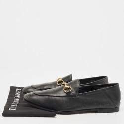Pre Owned Gucci Black Leather Jordaan Loafers Size 42