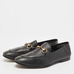 Pre Owned Gucci Black Leather Jordaan Loafers Size 42