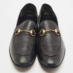 Pre Owned Gucci Black Leather Jordaan Loafers Size 42