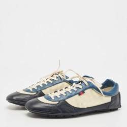 Gucci Multicolor Leather and Fabric Lace Up Sneakers Size 45.5