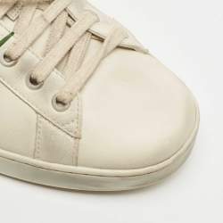 Pre Owned Gucci Off White Leather Ace Blade Print Low Top Sneakers Size 43 